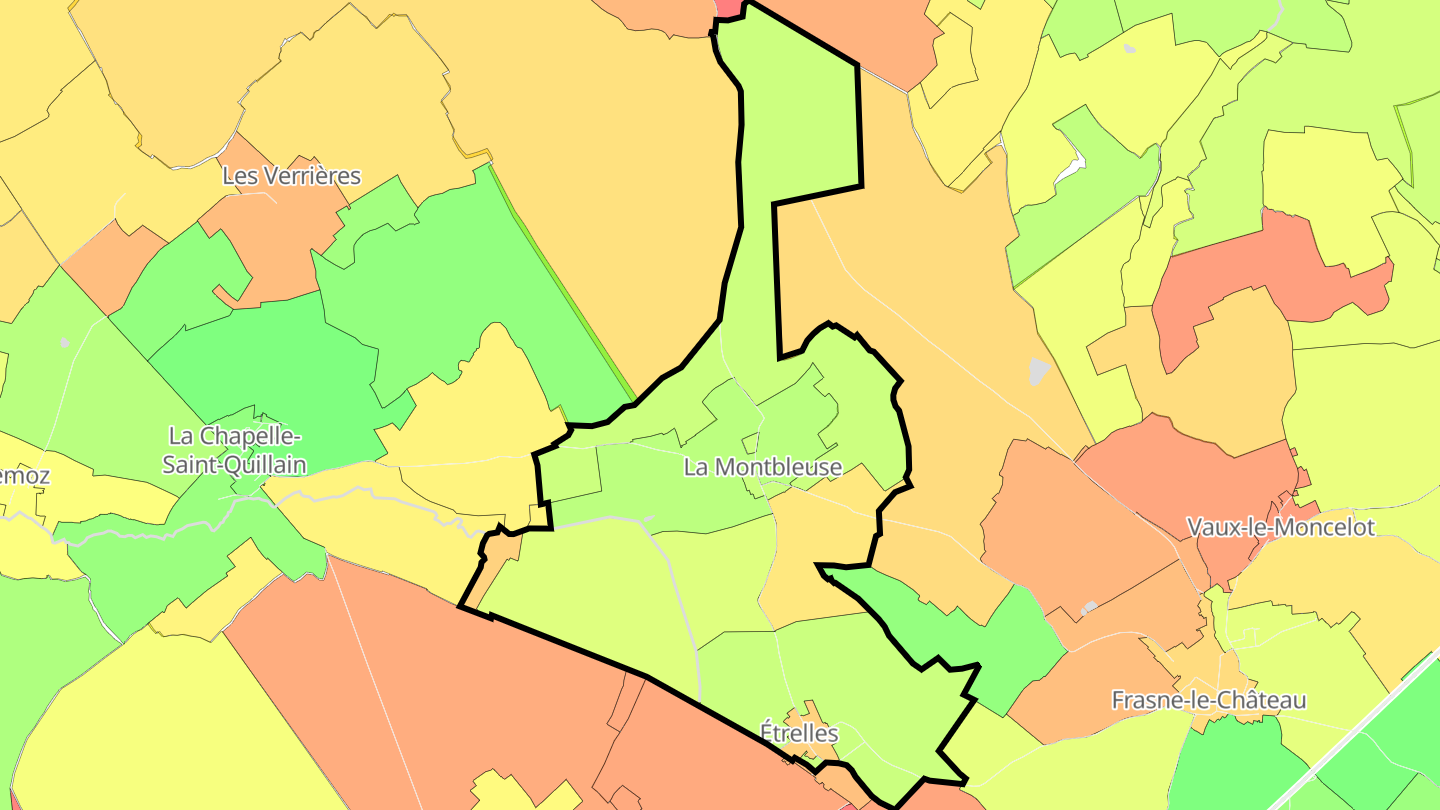 Carte des prix de l'immobilier Étrelles-et-la-Montbleuse