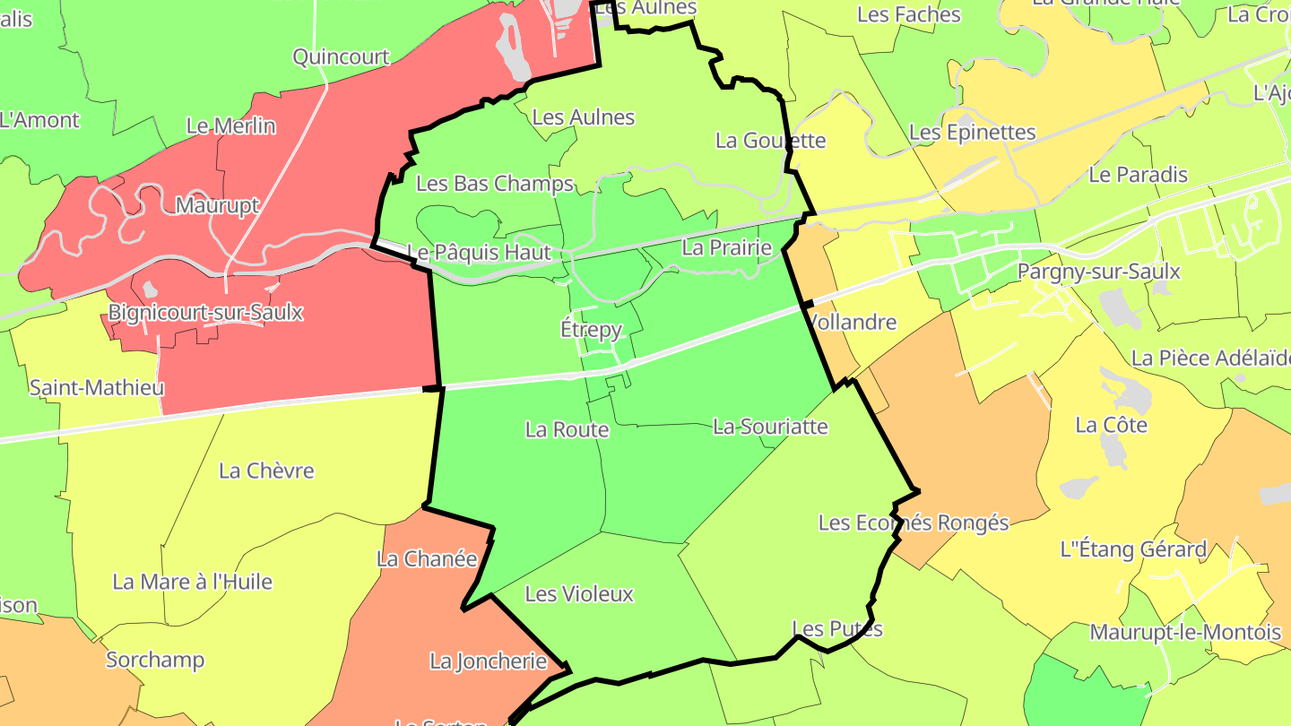 Carte des prix de l'immobilier Étrepy