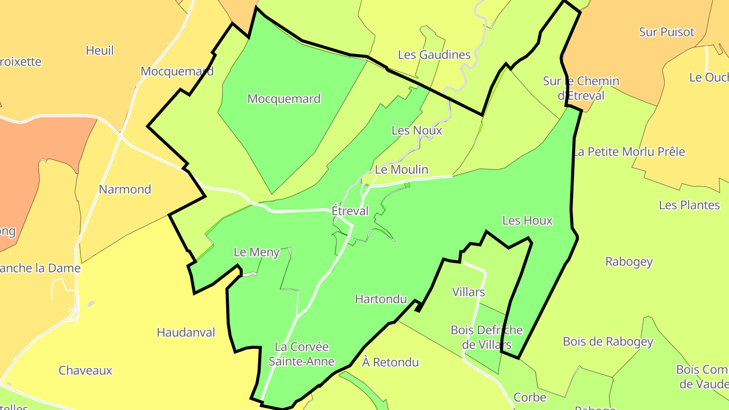 Carte des prix de l'immobilier Étreval