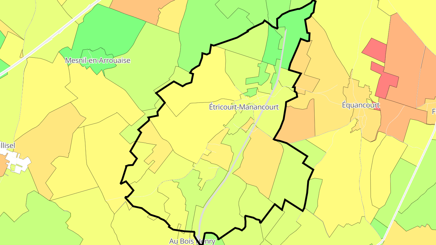 Carte des prix de l'immobilier Étricourt-Manancourt