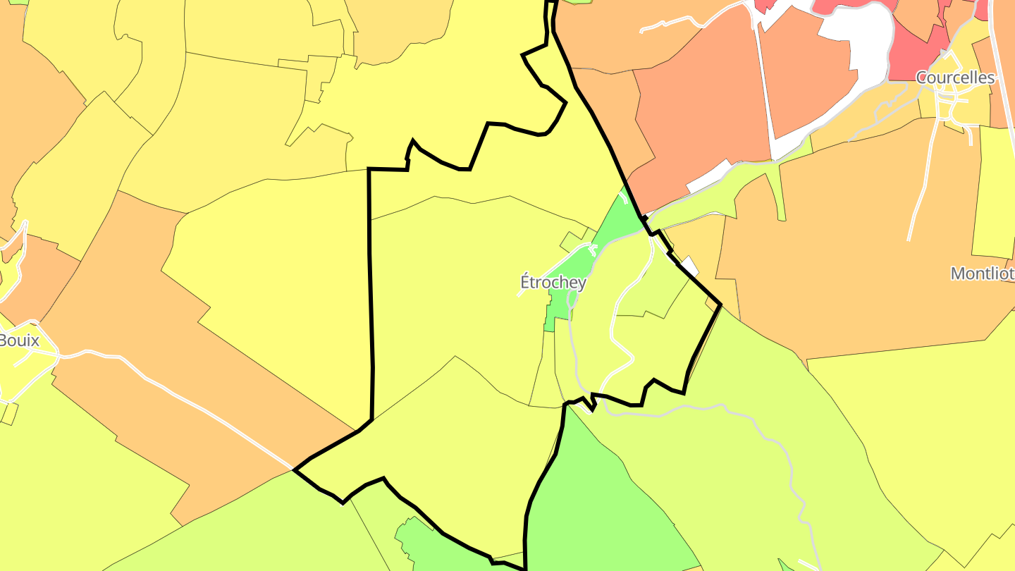 Carte des prix de l'immobilier Étrochey