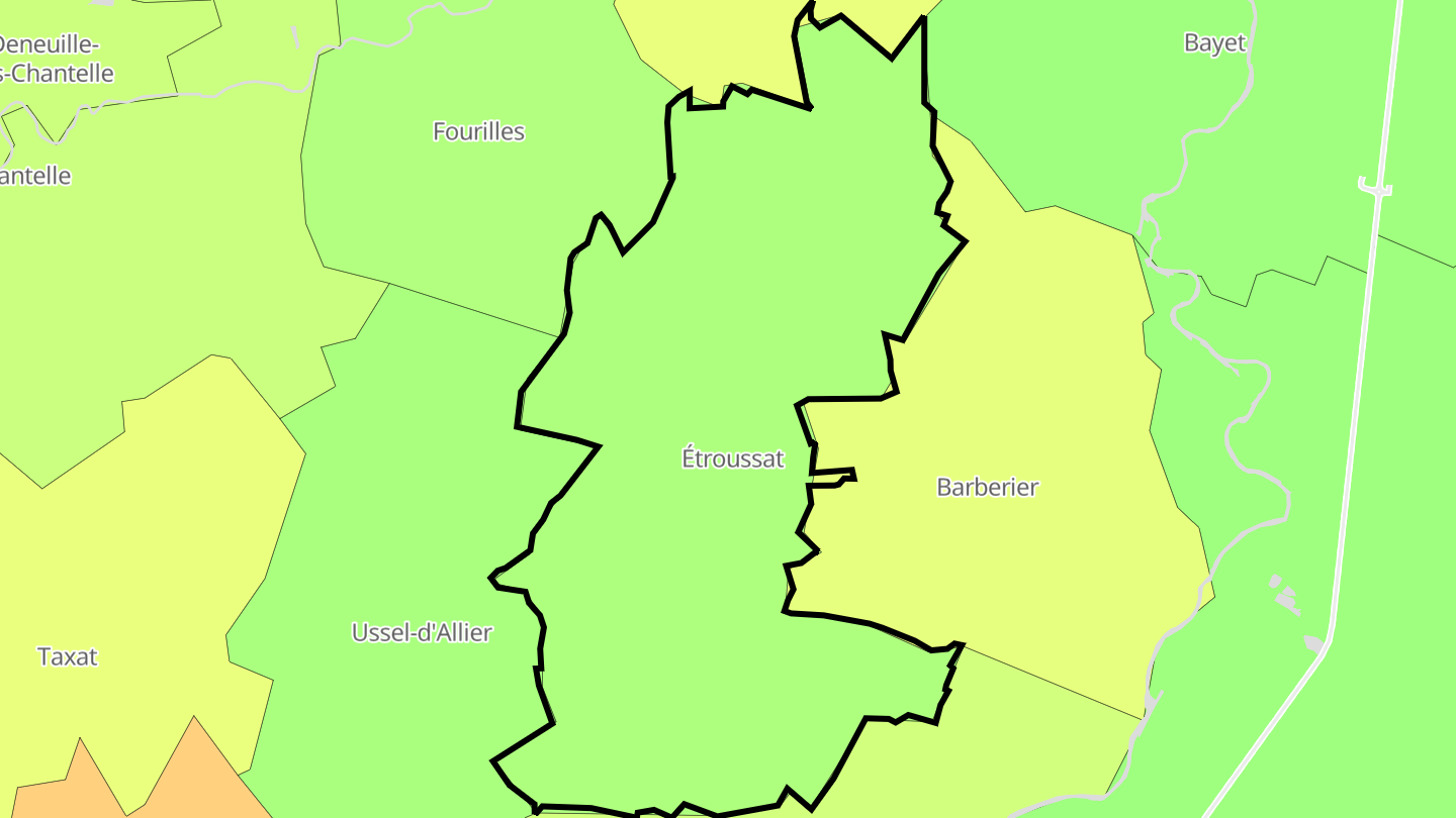 Carte des prix de l'immobilier Étroussat