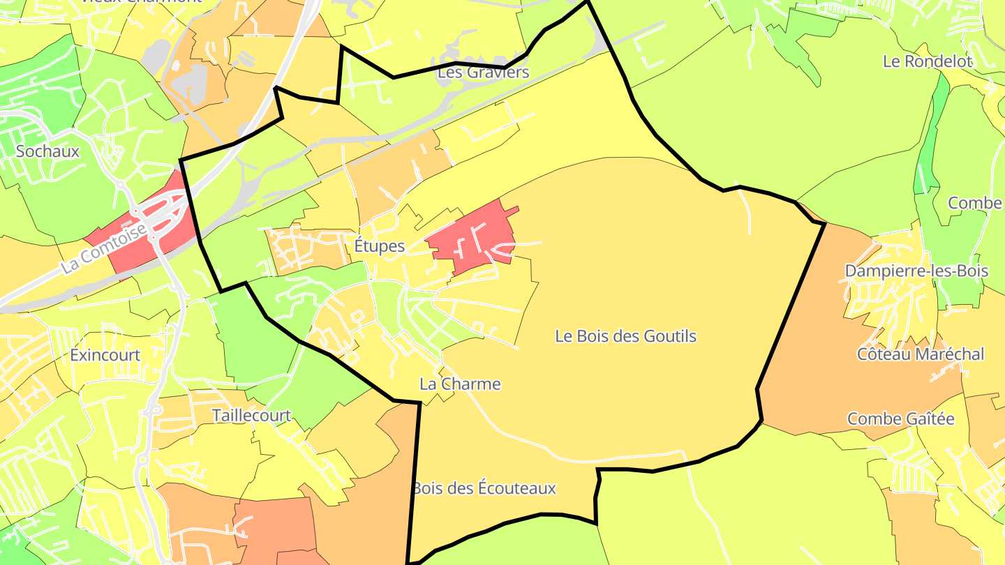 Carte des prix de l'immobilier Étupes