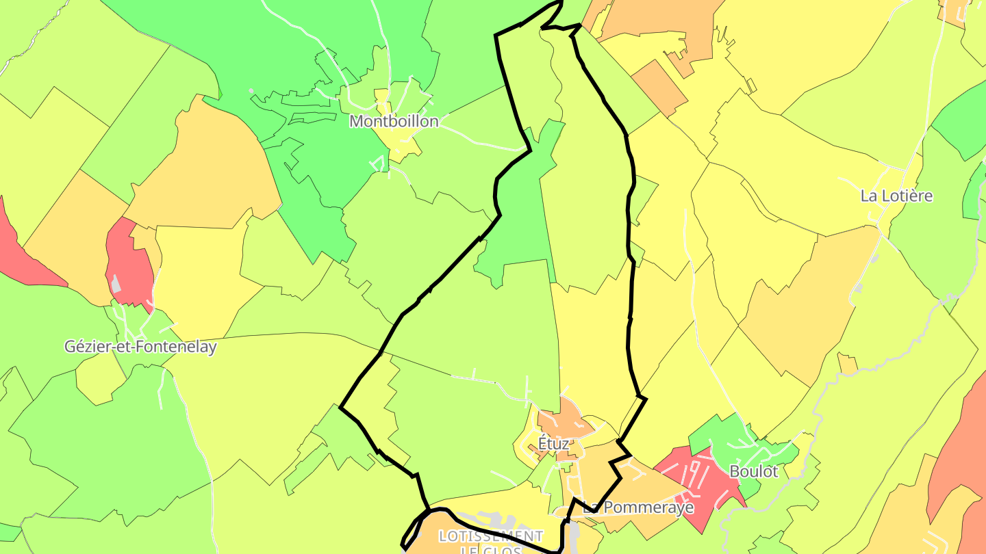Carte des prix de l'immobilier Étuz