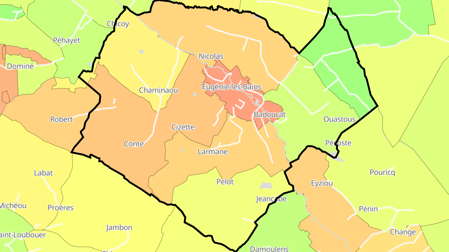Carte des prix de l'immobilier Eugénie-les-Bains