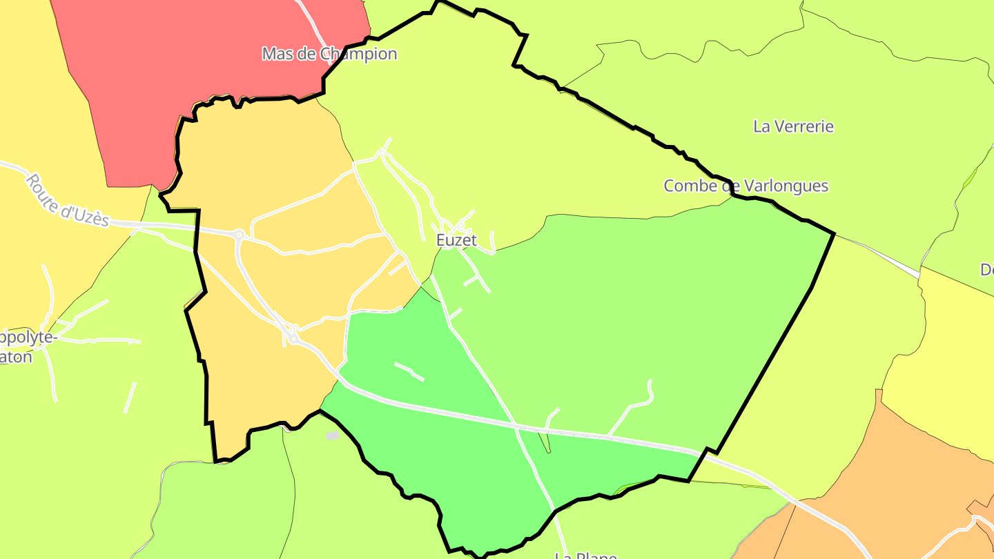 Carte des prix de l'immobilier Euzet