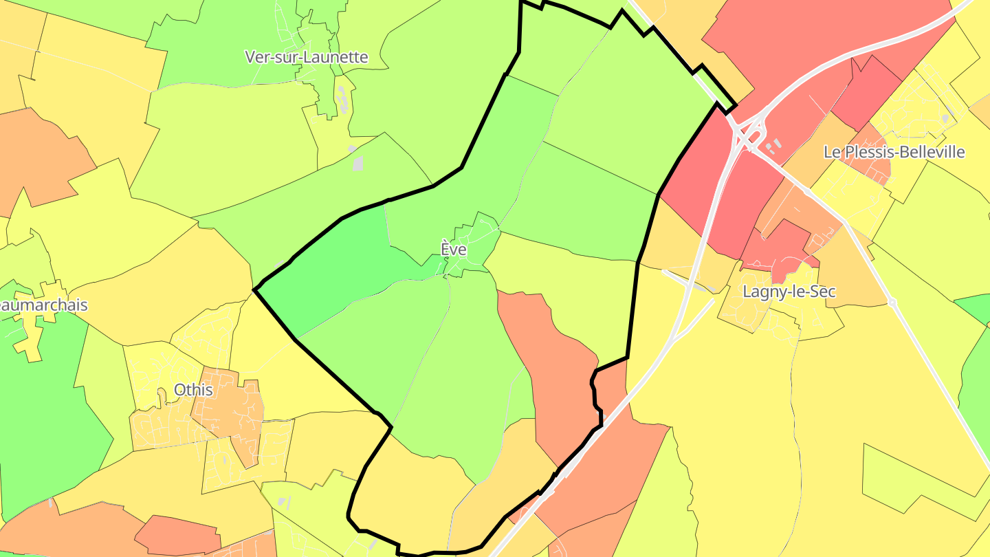 Carte des prix de l'immobilier Ève