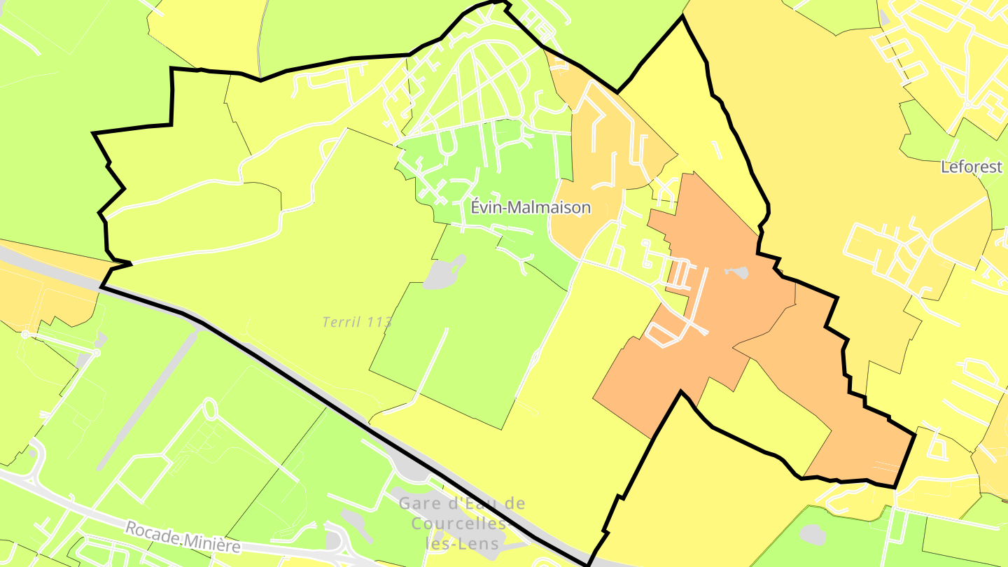 Carte des prix de l'immobilier Évin-Malmaison
