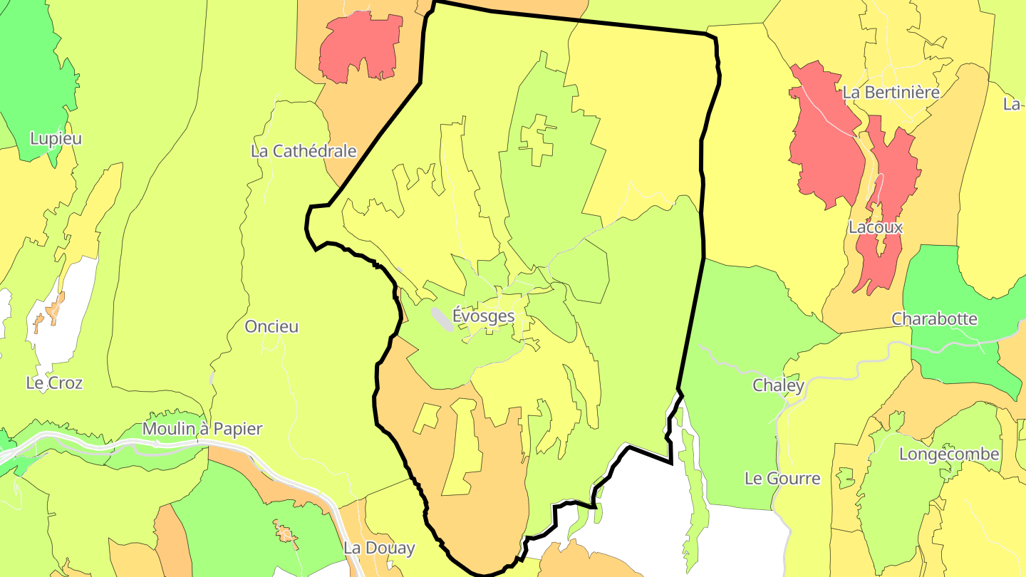 Carte des prix de l'immobilier Évosges