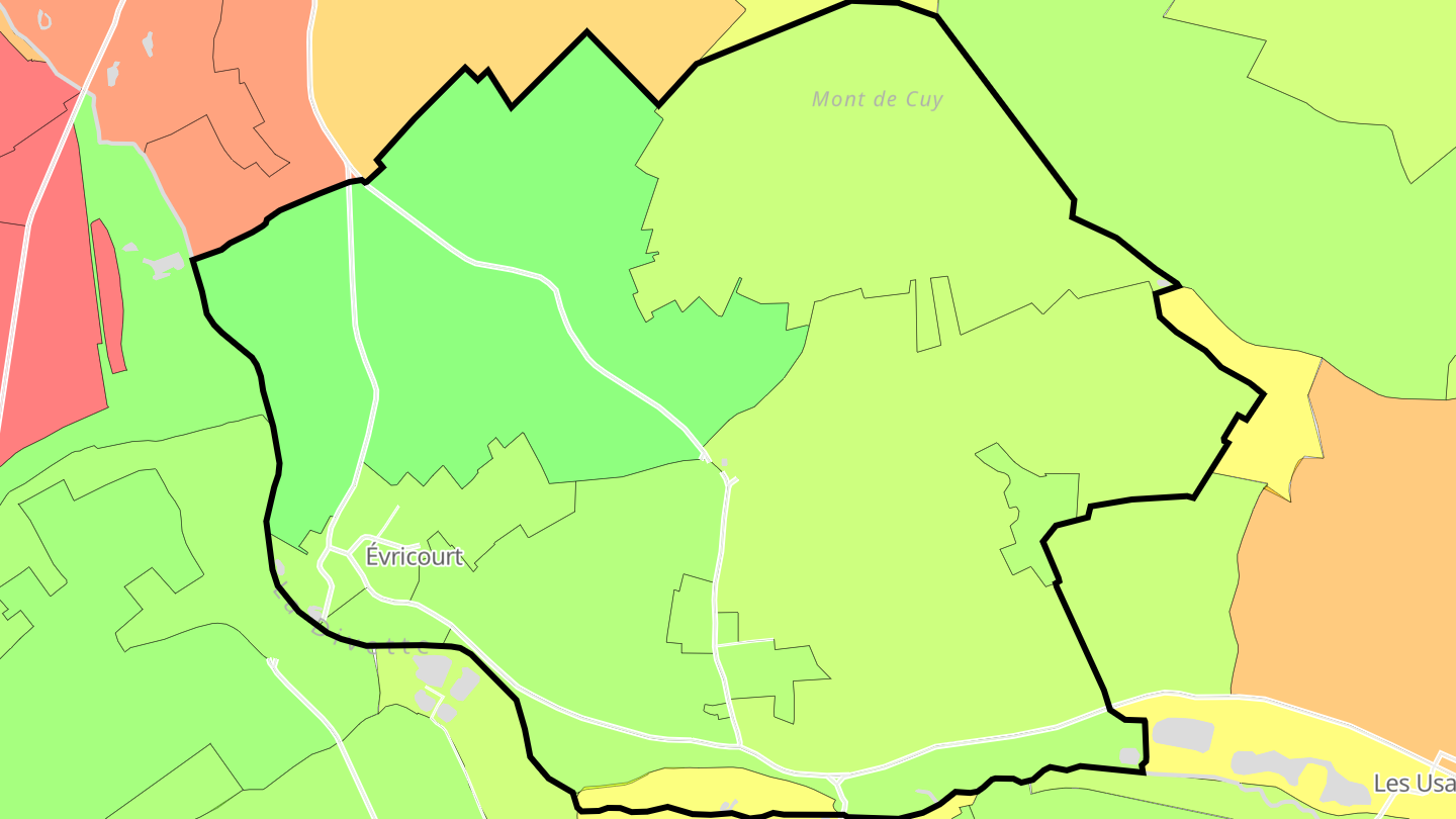 Carte des prix de l'immobilier Évricourt