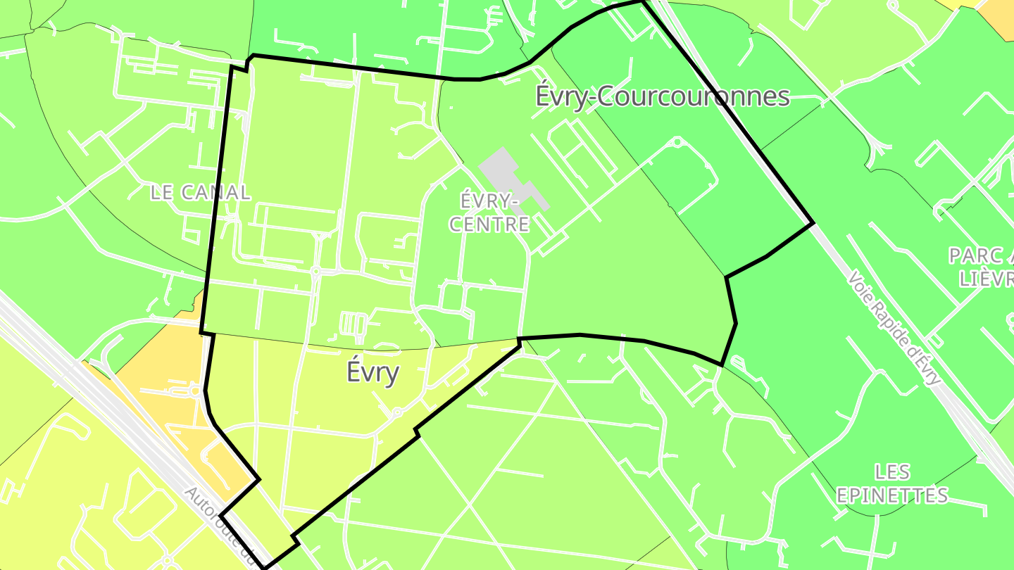 Carte des prix de l'immobilier Évry-Centre