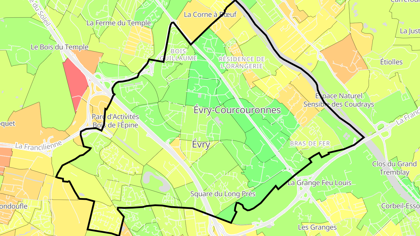 Carte des prix de l'immobilier Évry-Courcouronnes