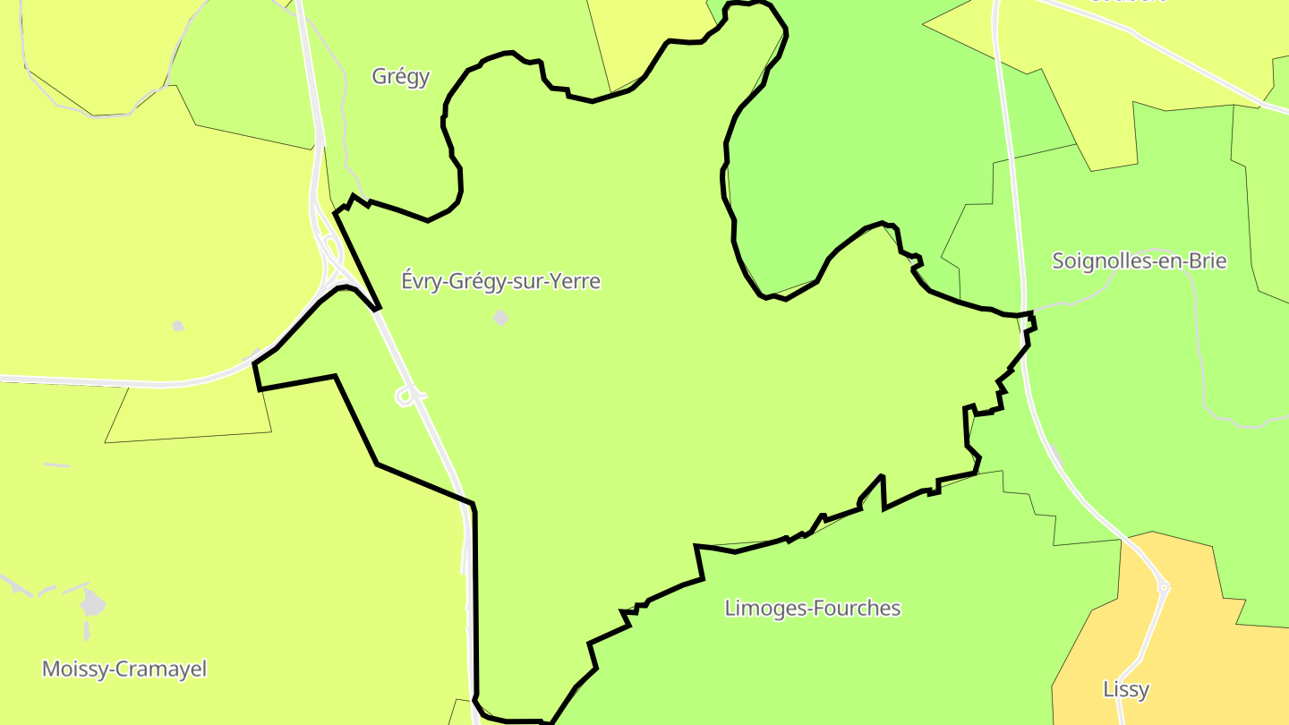 Carte des prix de l'immobilier Évry-les-Châteaux