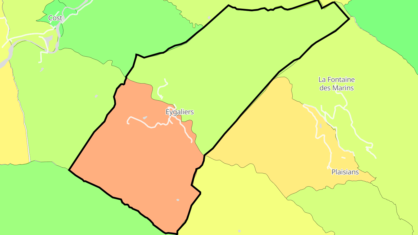Carte des prix de l'immobilier Eygaliers