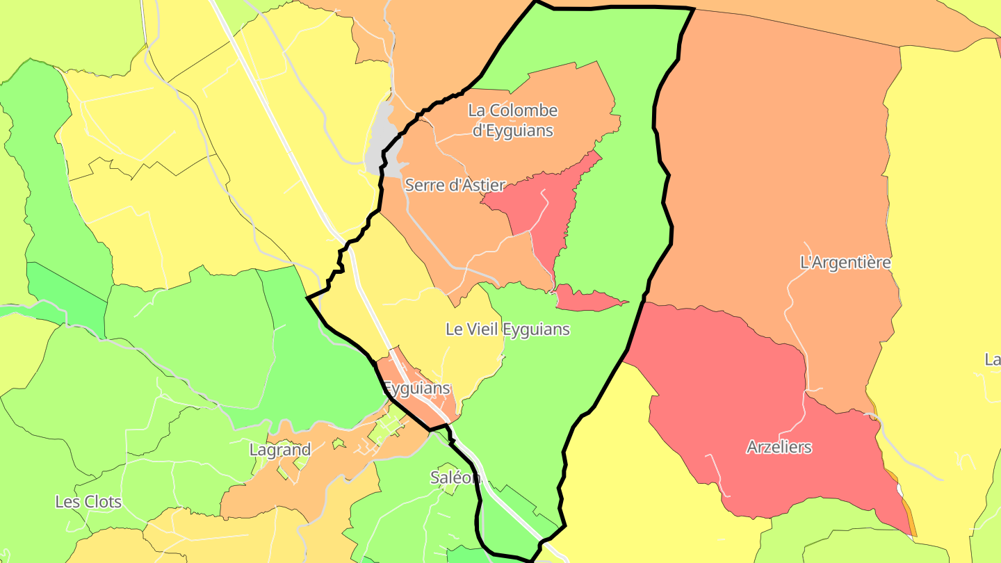 Carte des prix de l'immobilier Eyguians
