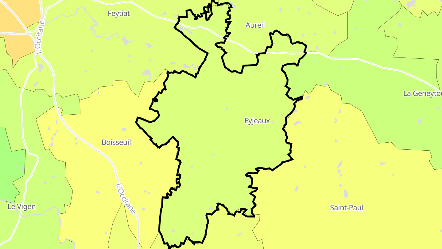 Carte des prix de l'immobilier Eyjeaux