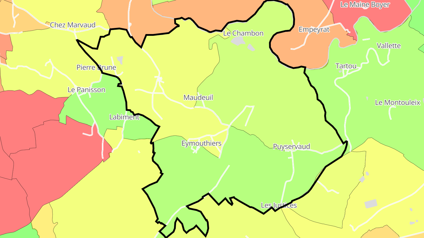 Carte des prix de l'immobilier Eymouthiers