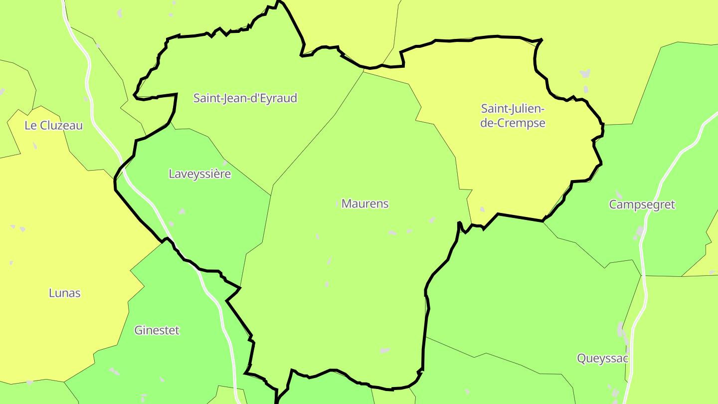 Carte des prix de l'immobilier Eyraud-Crempse-Maurens