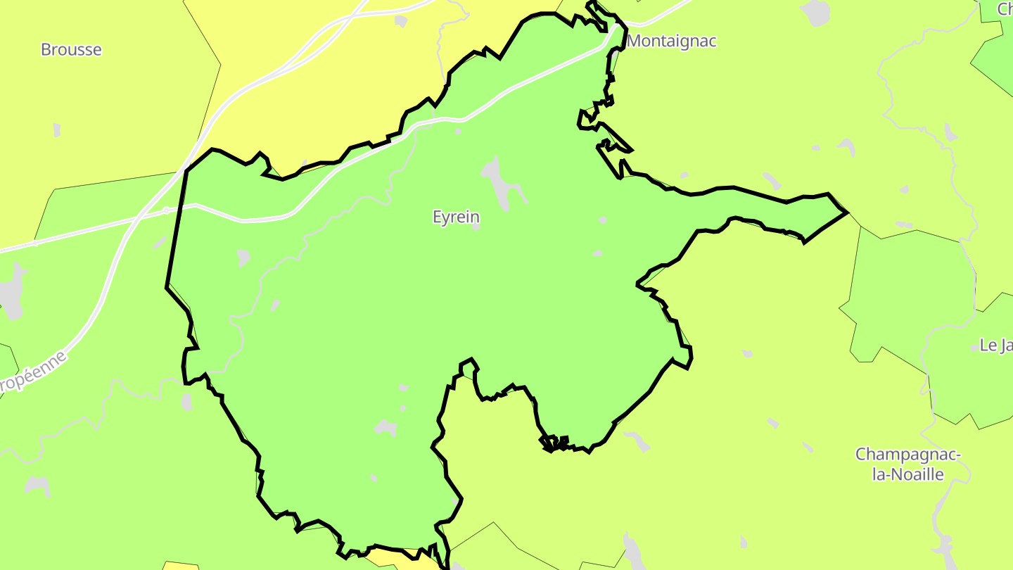 Carte des prix de l'immobilier Eyrein