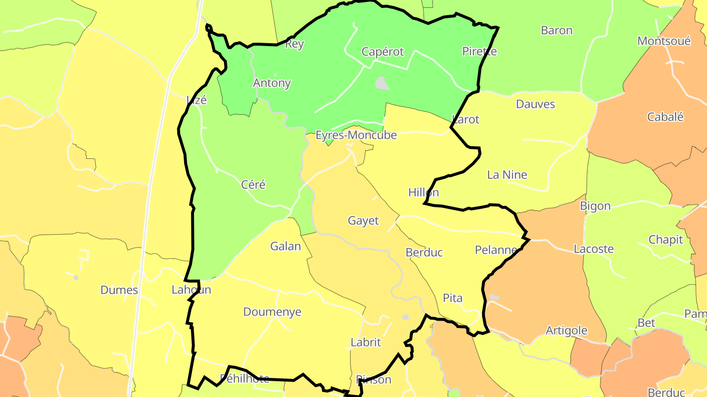 Carte des prix de l'immobilier Eyres-Moncube