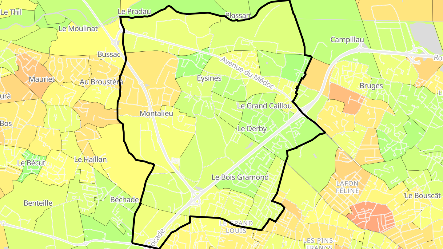 Carte des prix de l'immobilier Eysines