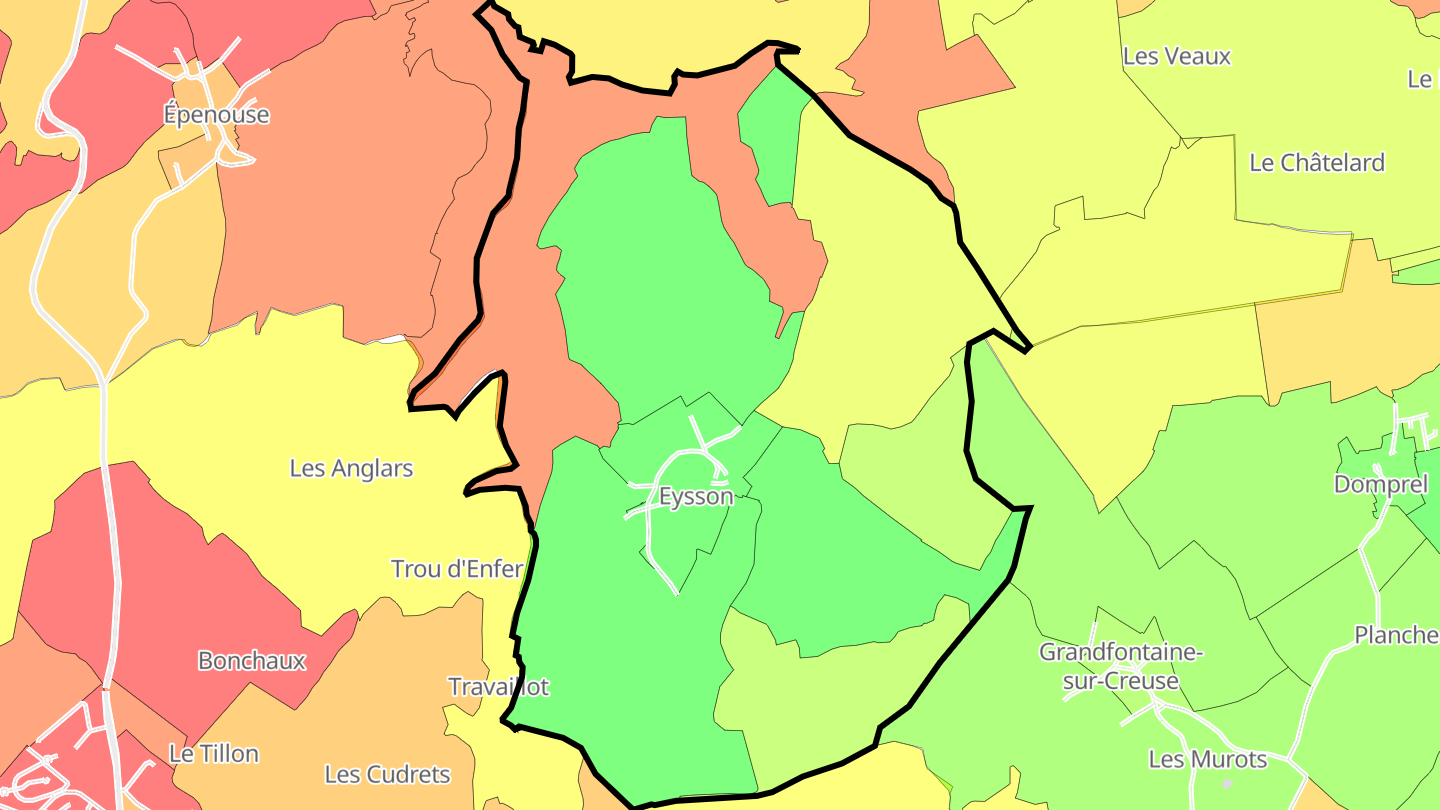 Carte des prix de l'immobilier Eysson