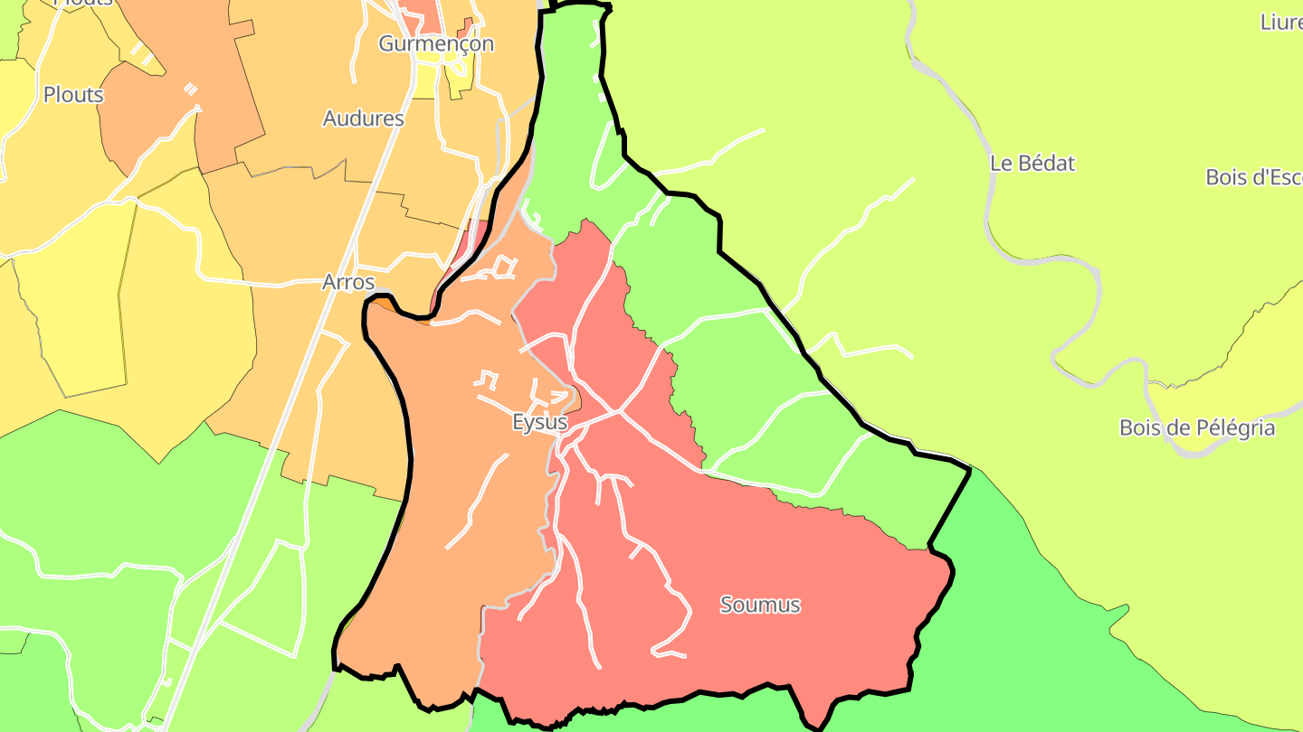 Carte des prix de l'immobilier Eysus
