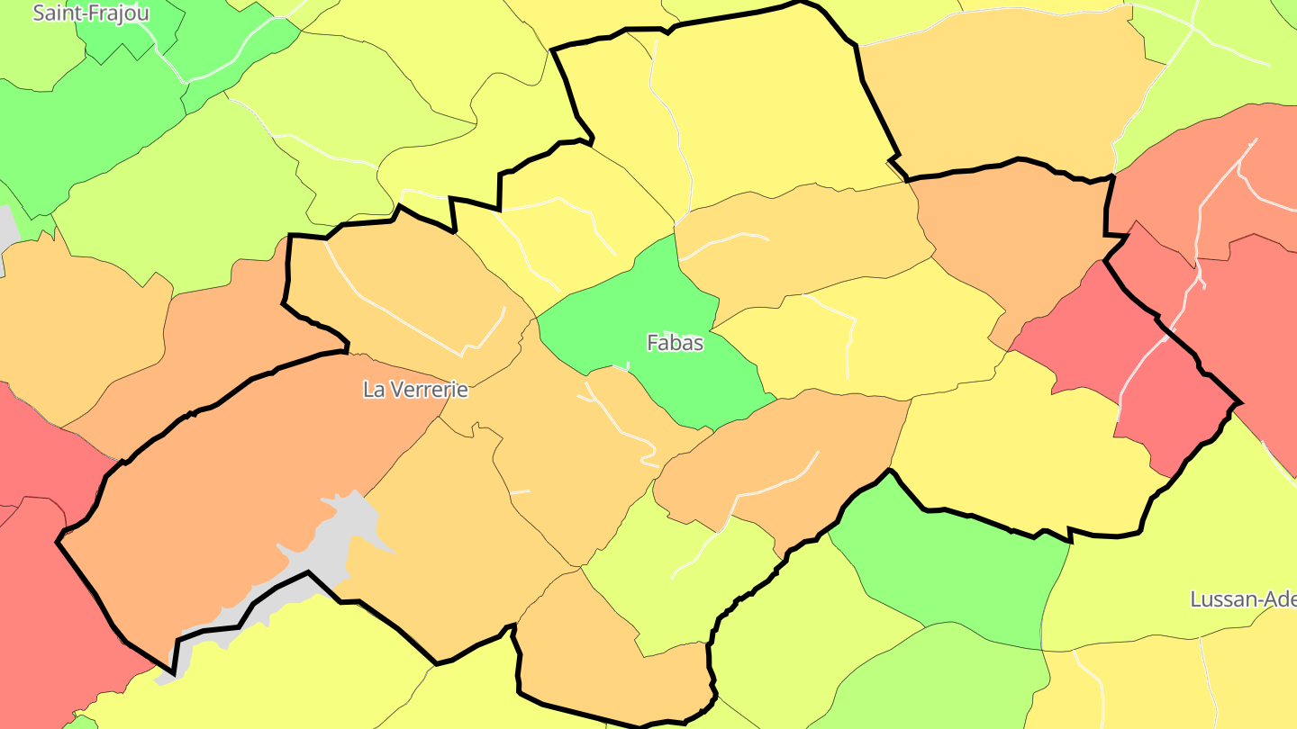 Carte des prix de l'immobilier Fabas
