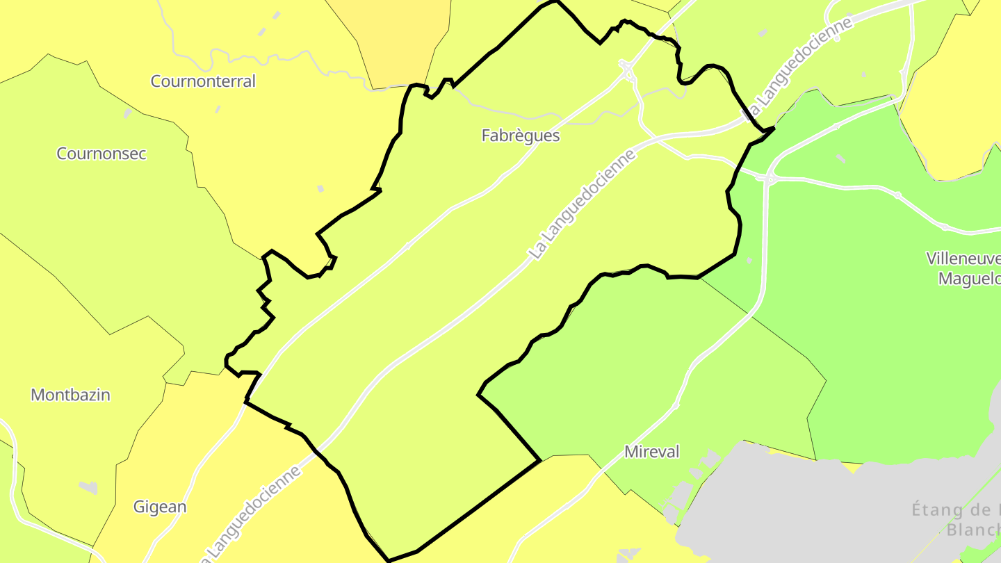 Carte des prix de l'immobilier Fabrègues