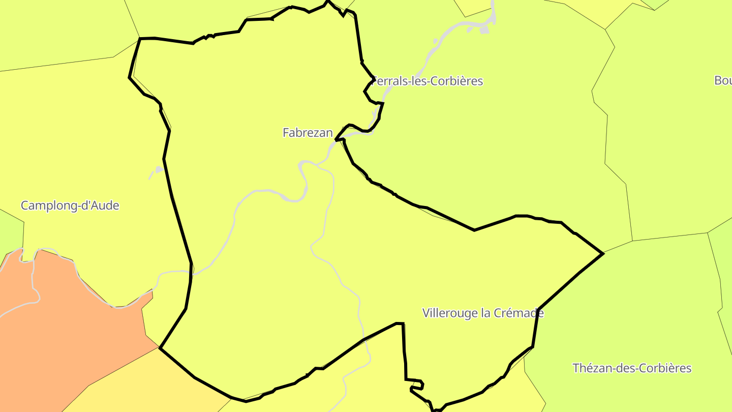 Carte des prix de l'immobilier Fabrezan