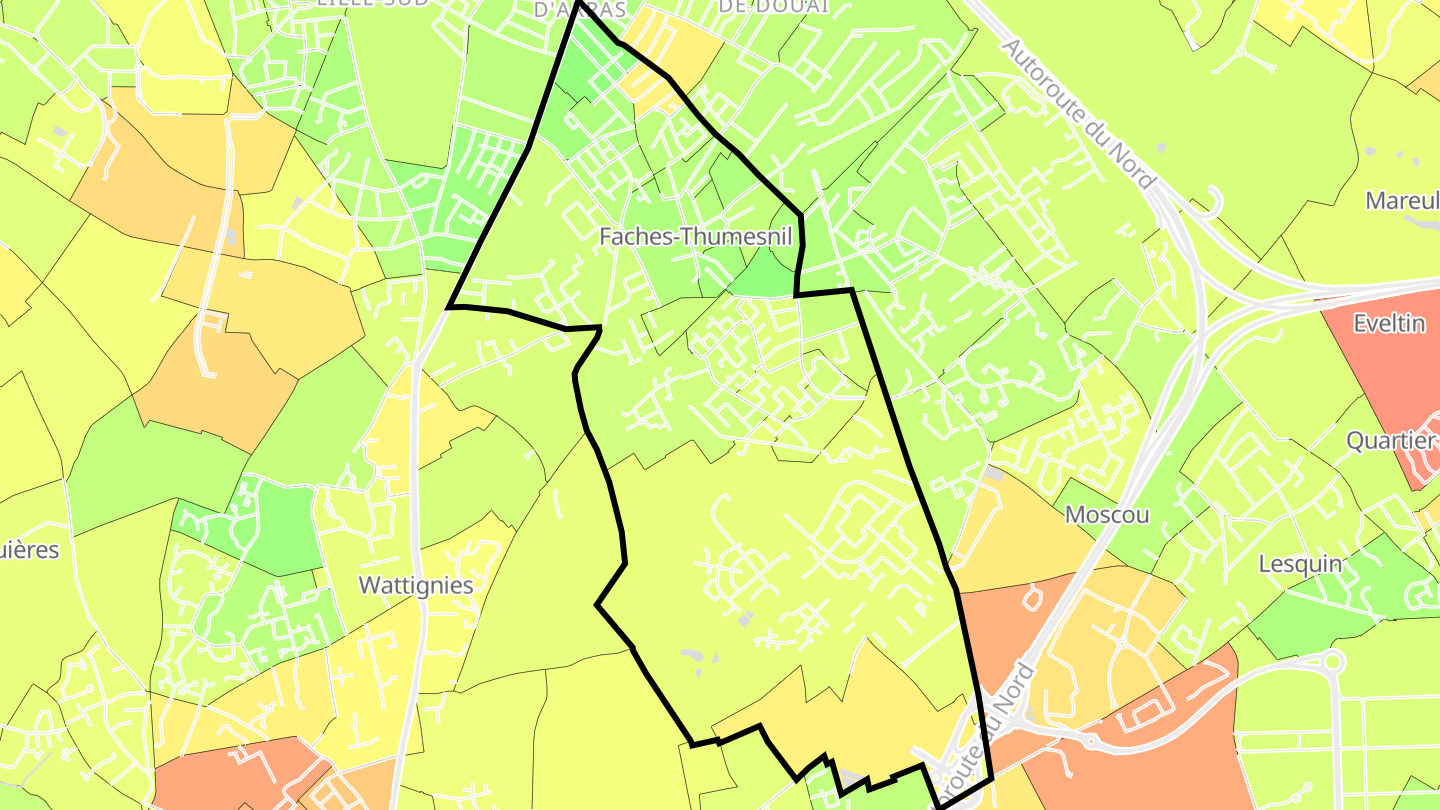 Carte des prix de l'immobilier Faches-Thumesnil
