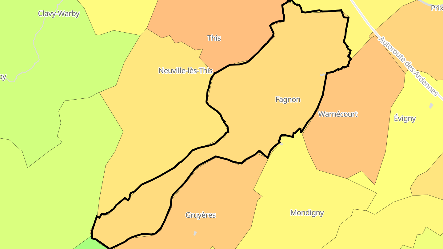 Carte des prix de l'immobilier Fagnon