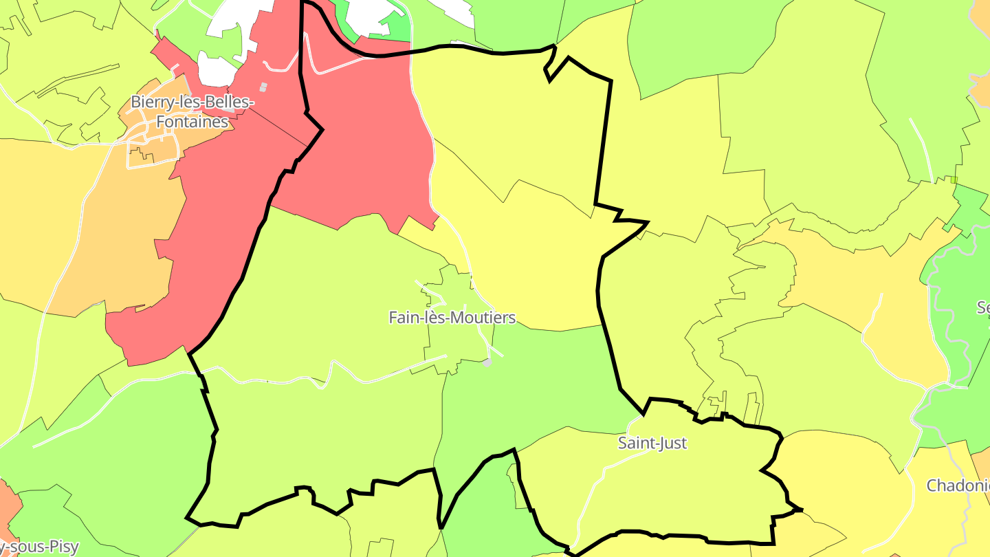 Carte des prix de l'immobilier Fain-lès-Moutiers