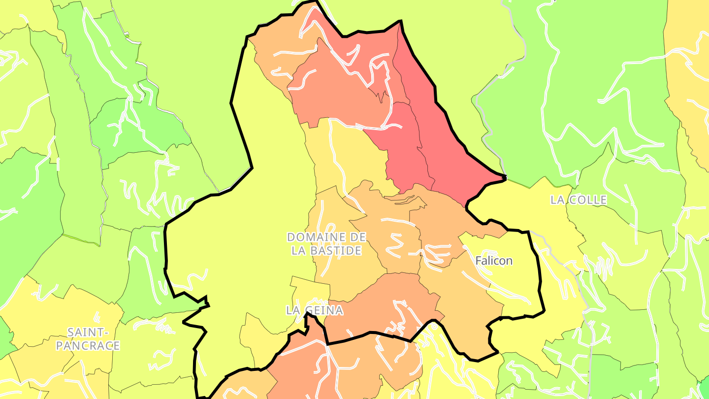 Carte des prix de l'immobilier Falicon
