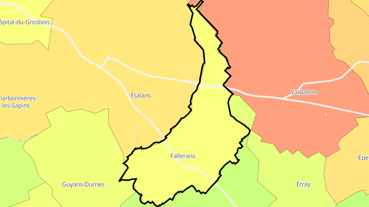 Carte des prix de l'immobilier Fallerans