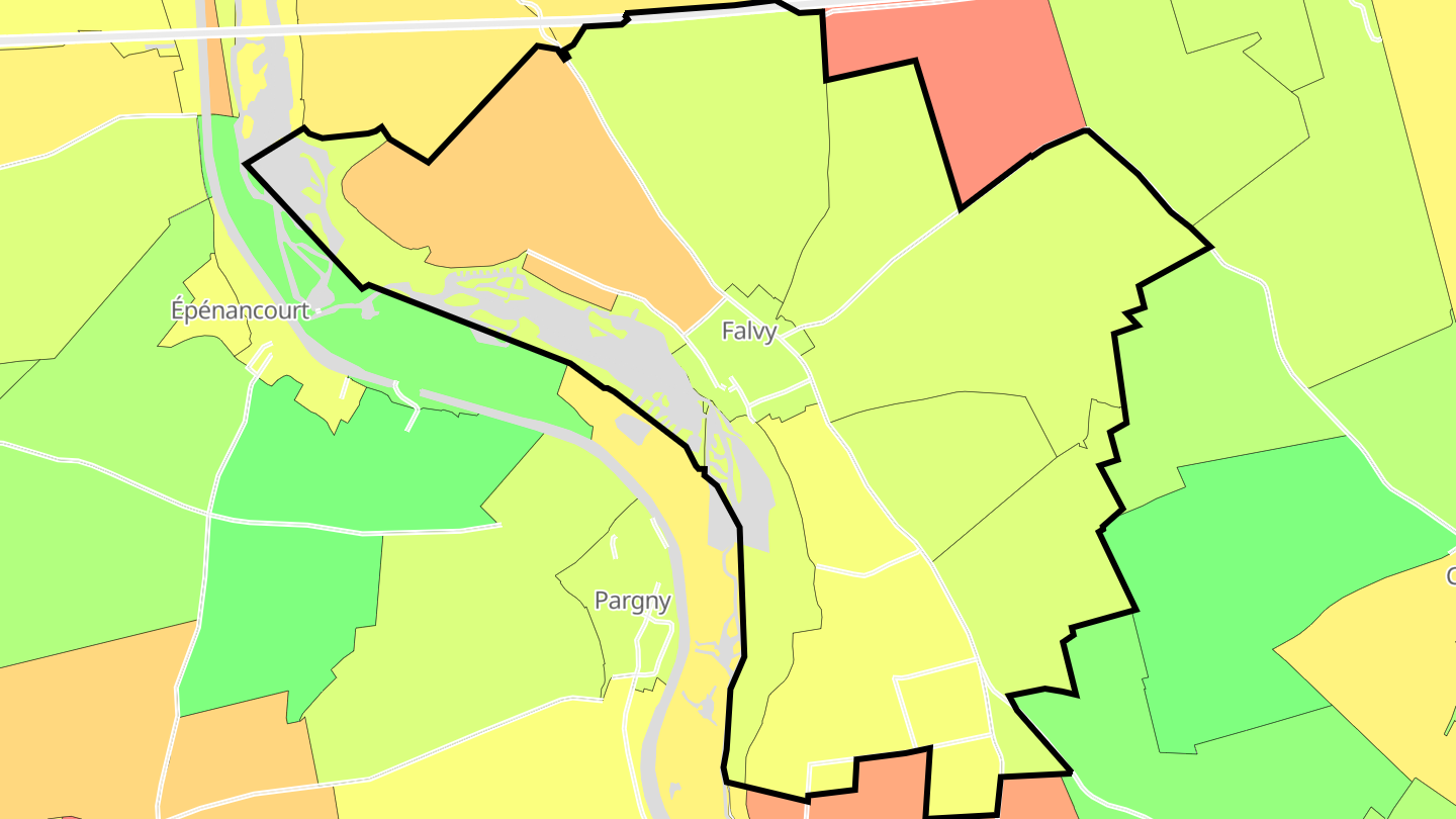 Carte des prix de l'immobilier Falvy