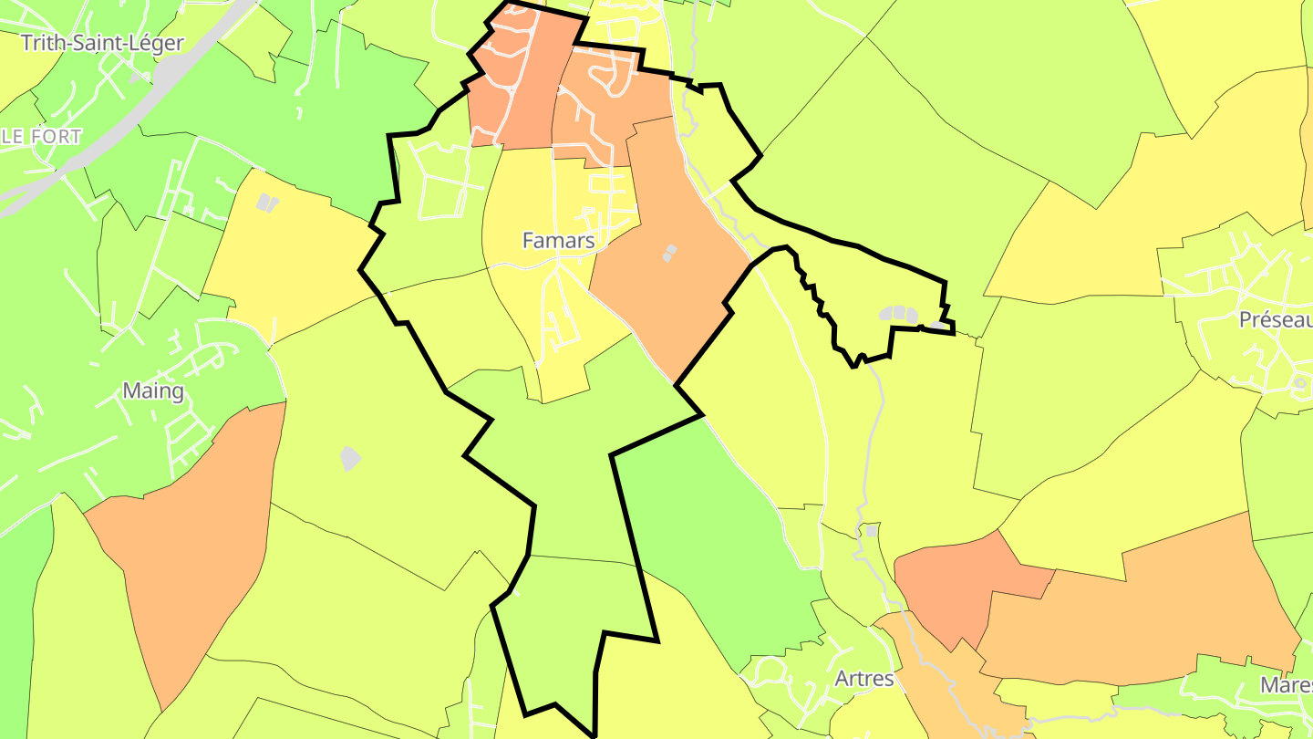 Carte des prix de l'immobilier Famars