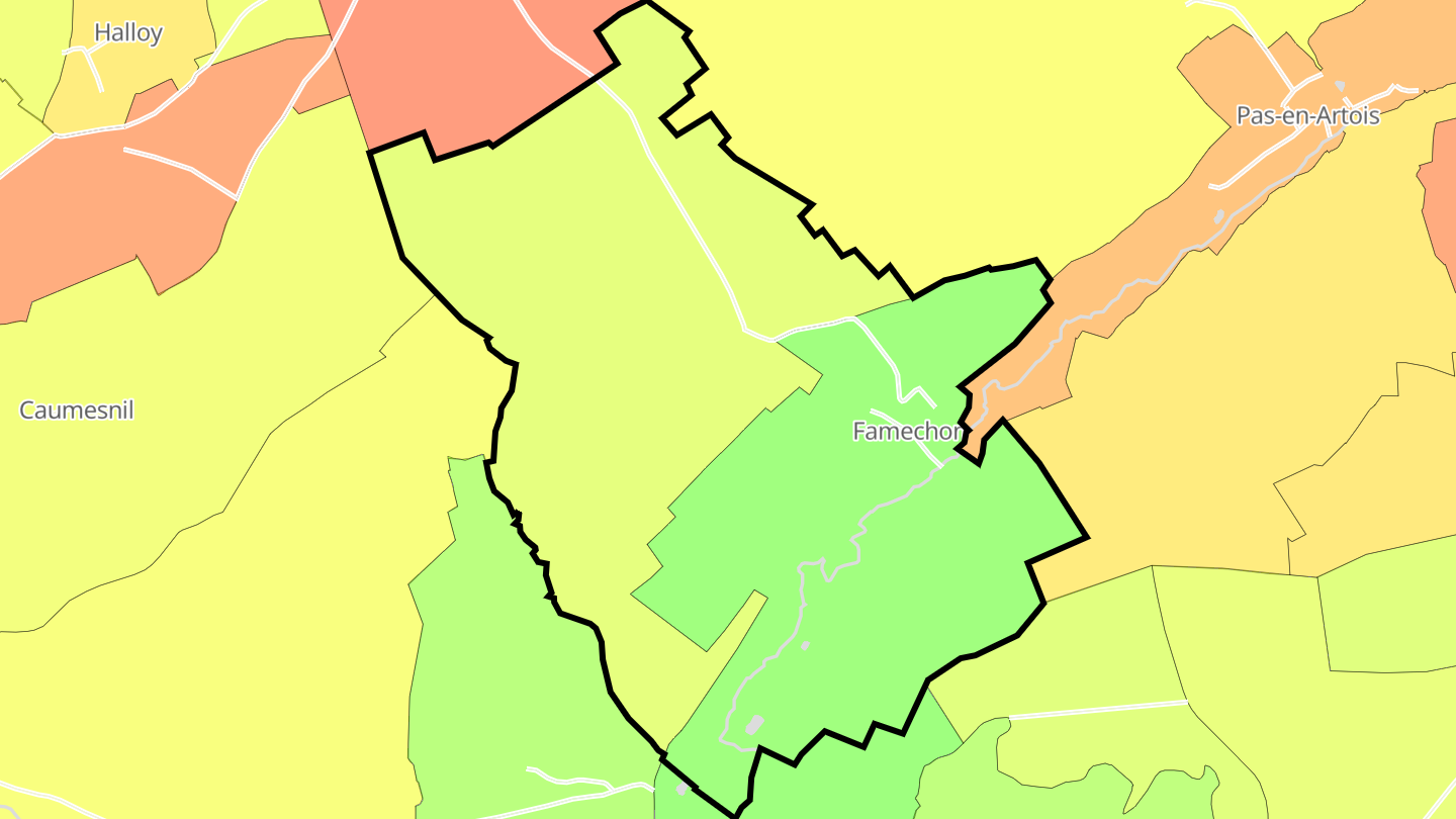 Carte des prix de l'immobilier Famechon