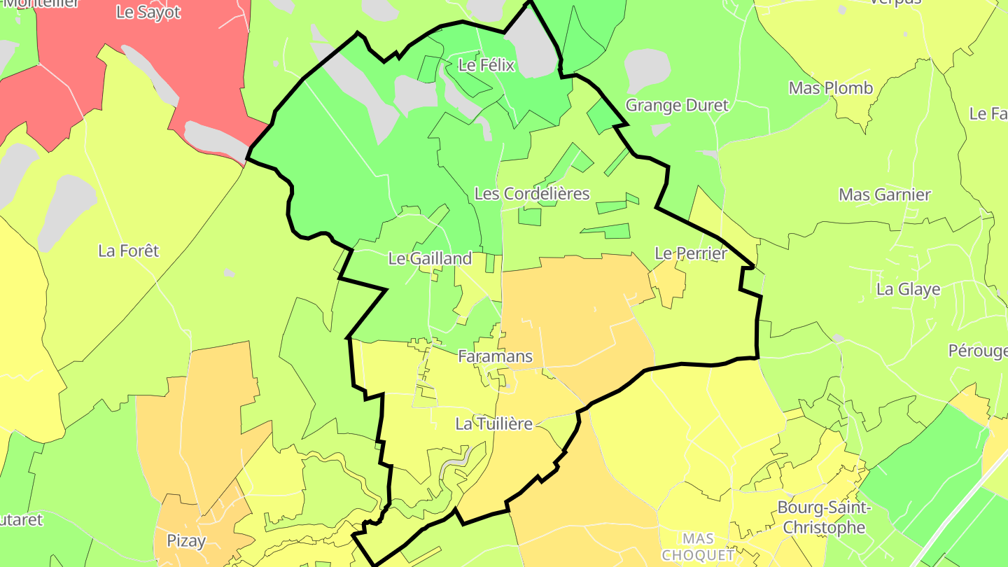 Carte des prix de l'immobilier Faramans