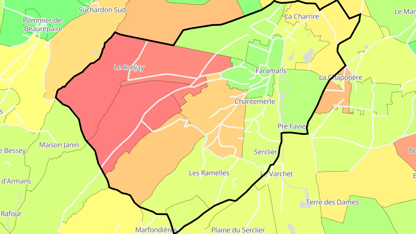 Carte des prix de l'immobilier Faramans