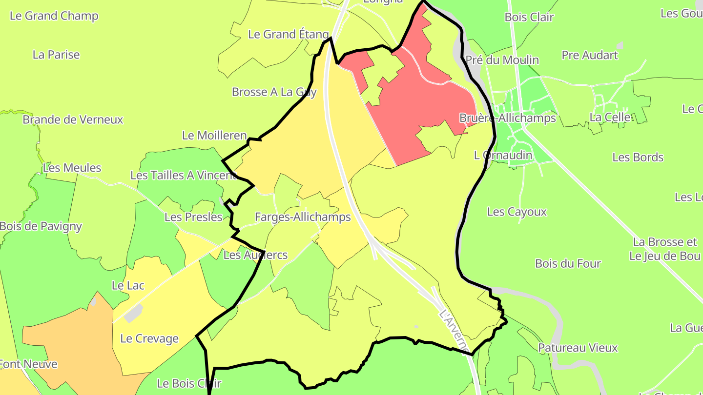 Carte des prix de l'immobilier Farges-Allichamps