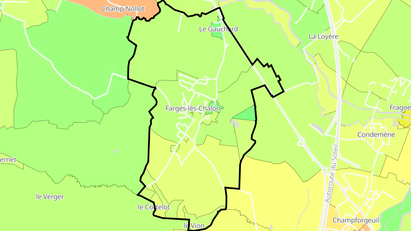 Carte des prix de l'immobilier Farges-lès-Chalon