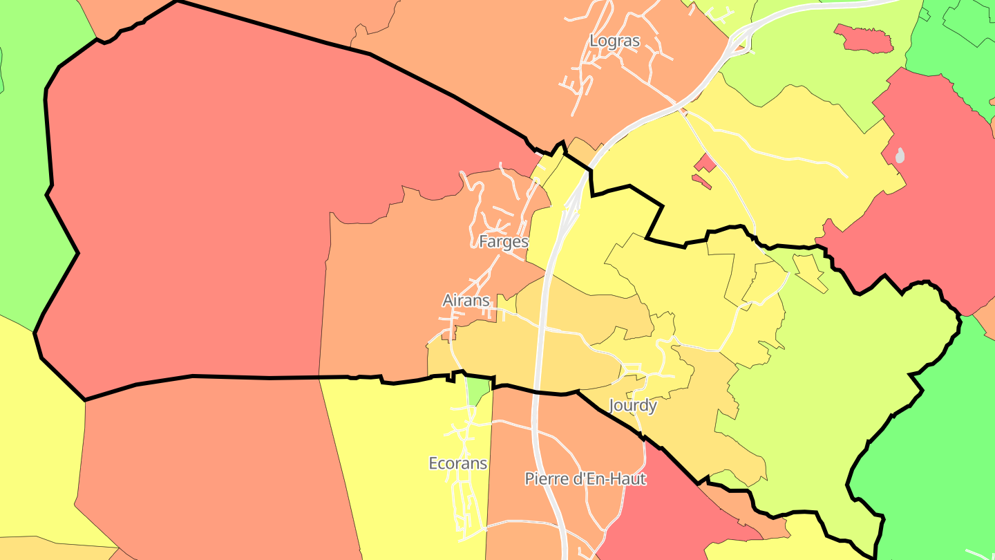 Carte des prix de l'immobilier Farges