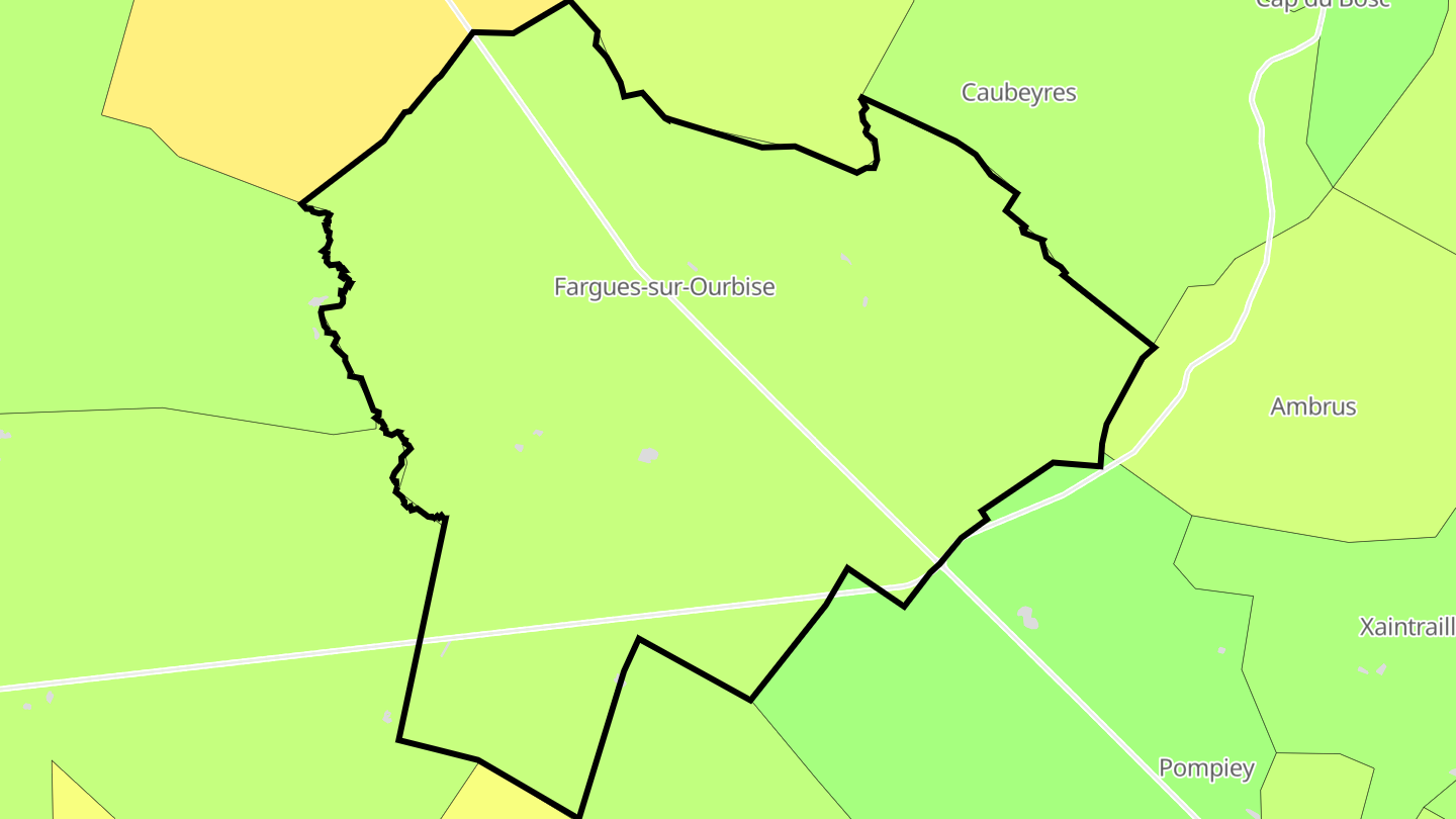 Carte des prix de l'immobilier Fargues-sur-Ourbise