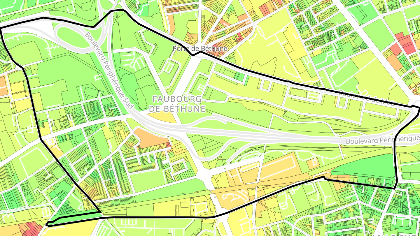 Carte des prix de l'immobilier Faubourg de Béthune