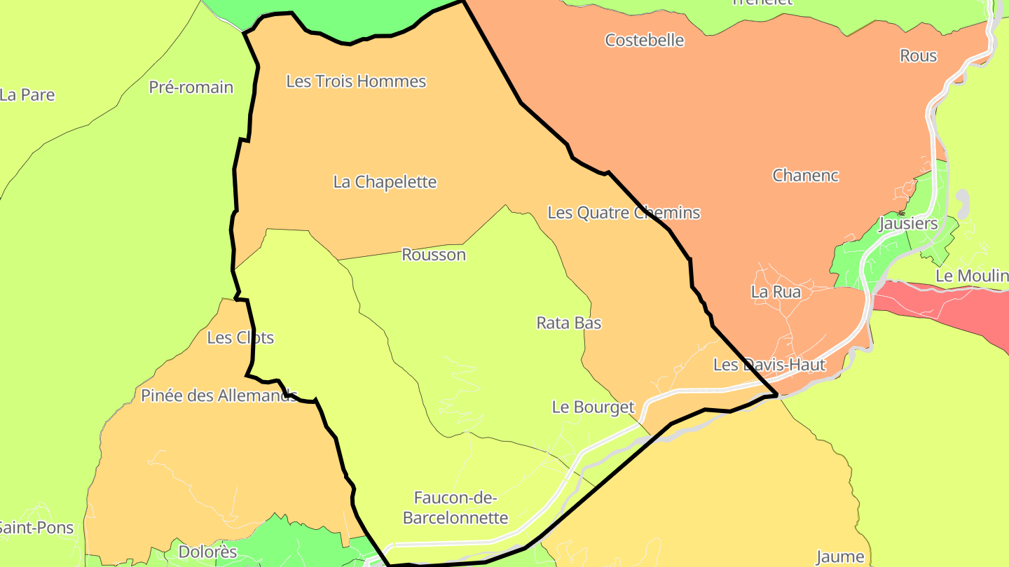 Carte des prix de l'immobilier Faucon-de-Barcelonnette