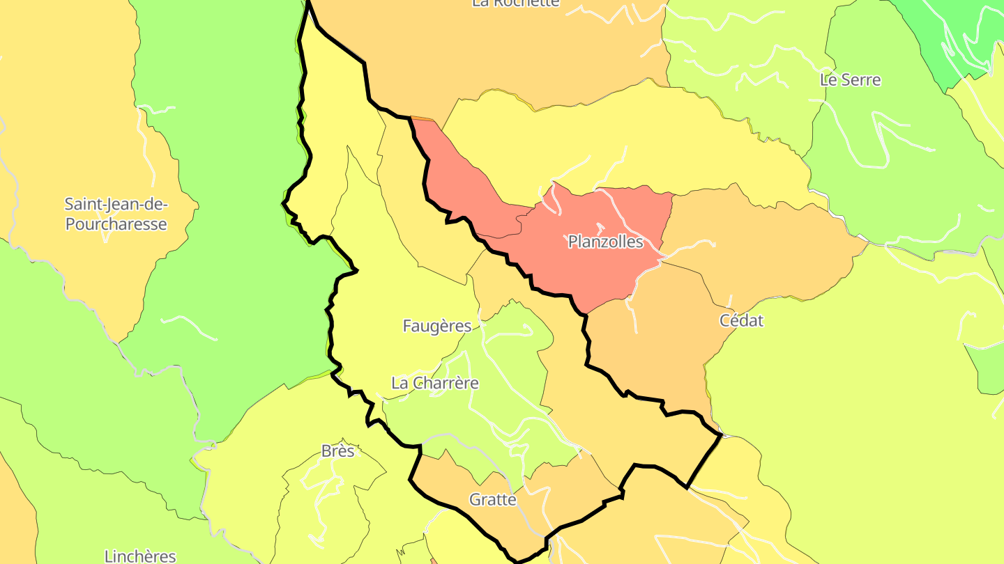 Carte des prix de l'immobilier Faugères