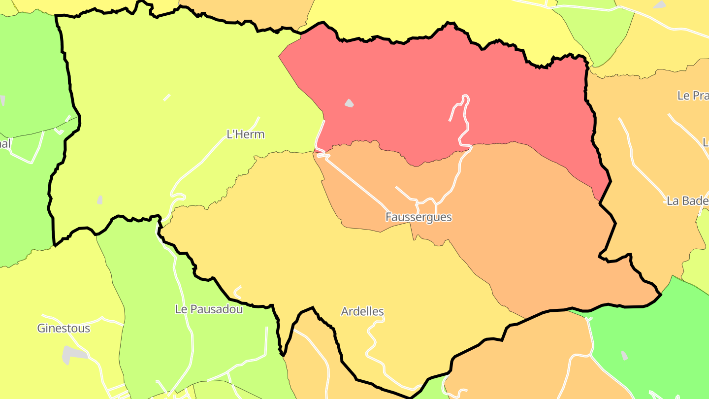 Carte des prix de l'immobilier Faussergues