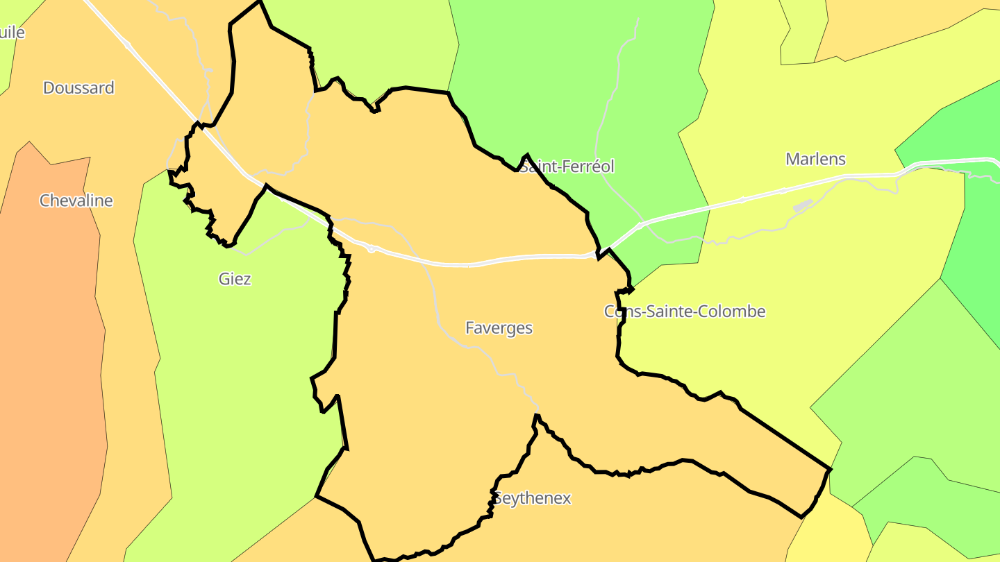 Carte des prix de l'immobilier Faverges