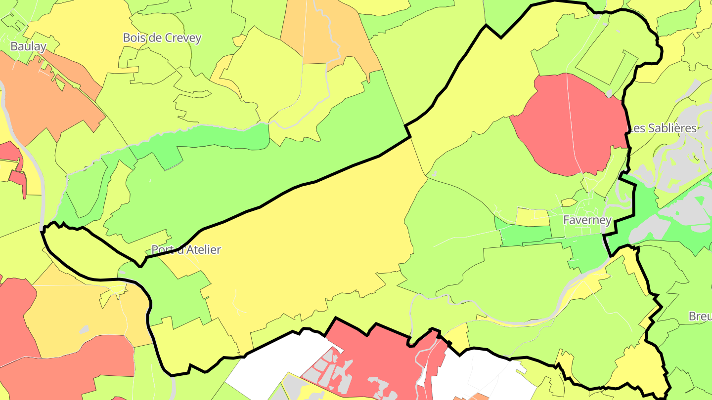 Carte des prix de l'immobilier Faverney